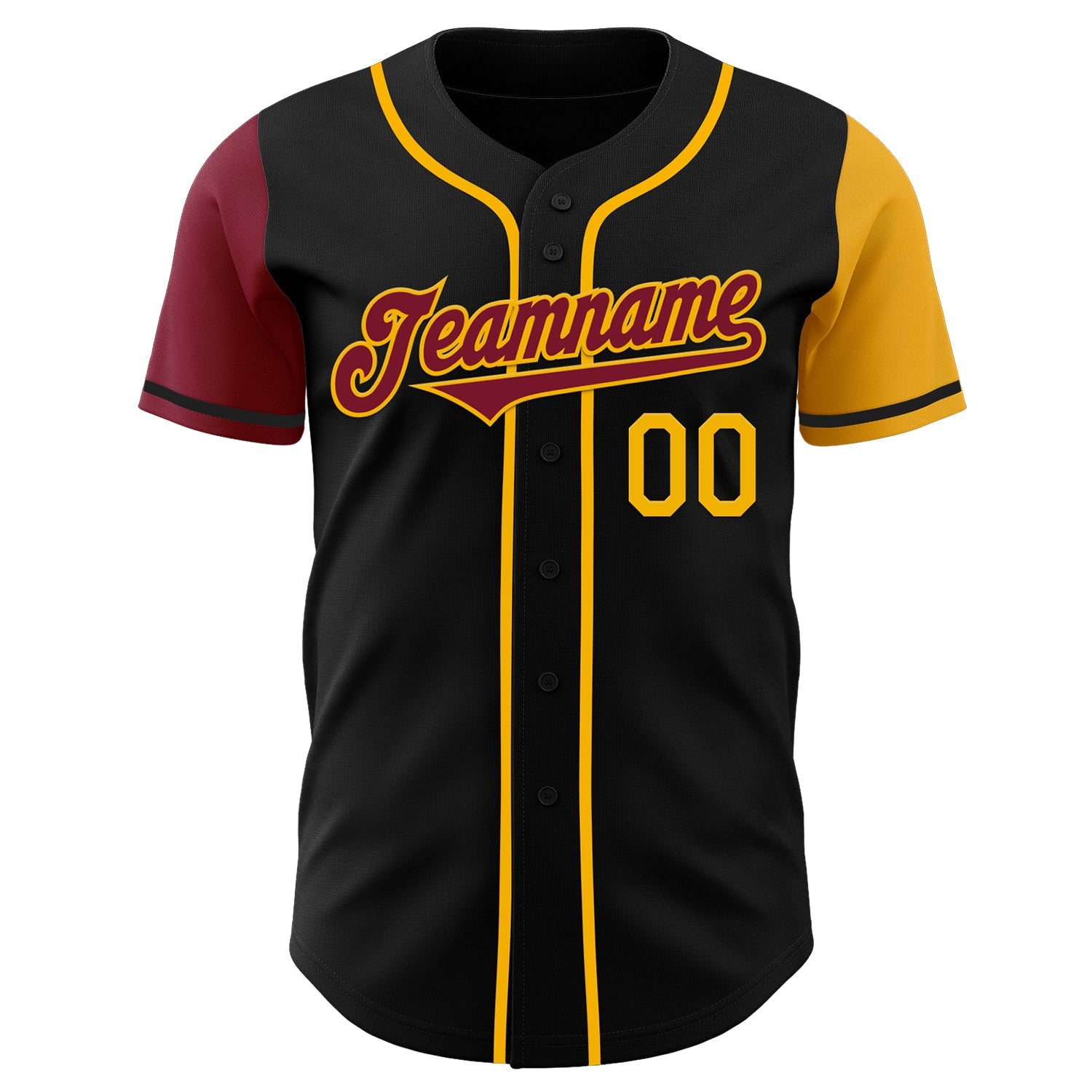 Custom Black Crimson-Gold Authentic Two Tone Baseball Jersey - Sky-Custom