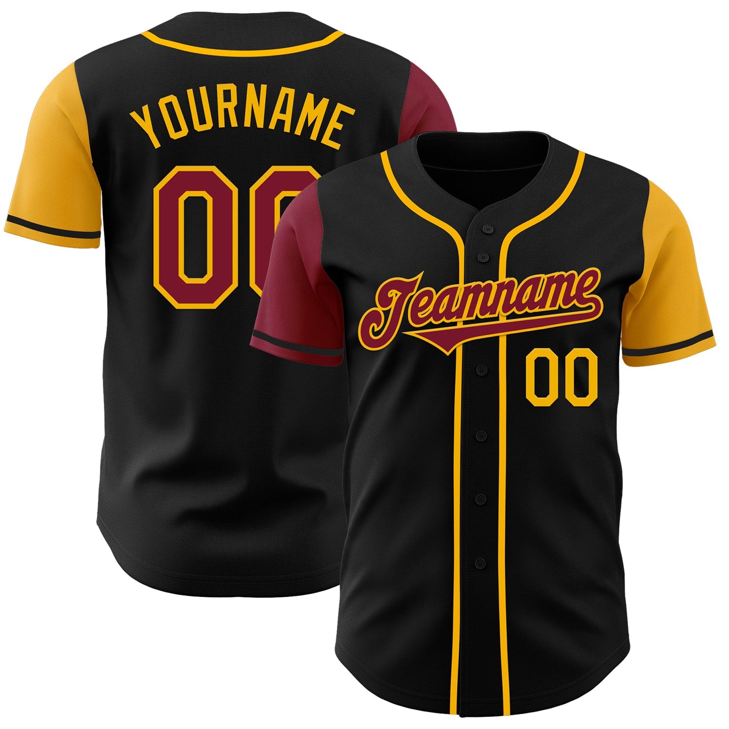 Custom Black Crimson-Gold Authentic Two Tone Baseball Jersey - Sky-Custom