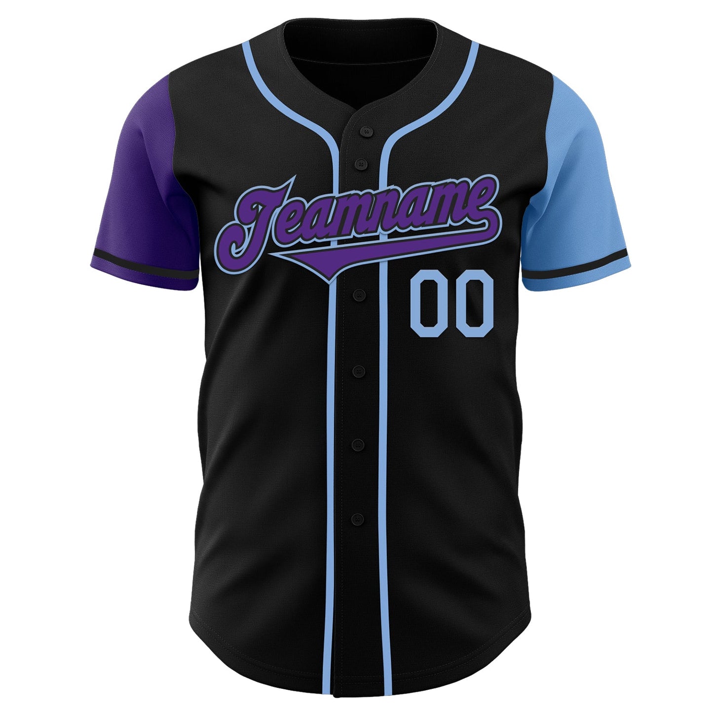 Custom Black Purple-Light Blue Authentic Two Tone Baseball Jersey - Sky-Custom