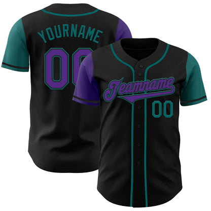 Custom Black Purple-Teal Authentic Two Tone Baseball Jersey - Sky-Custom