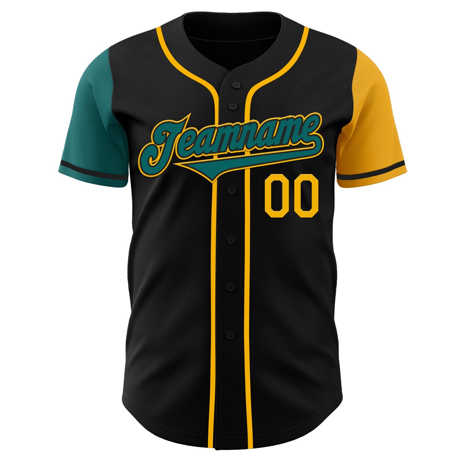 Custom Black Teal-Gold Authentic Two Tone Baseball Jersey - Sky-Custom