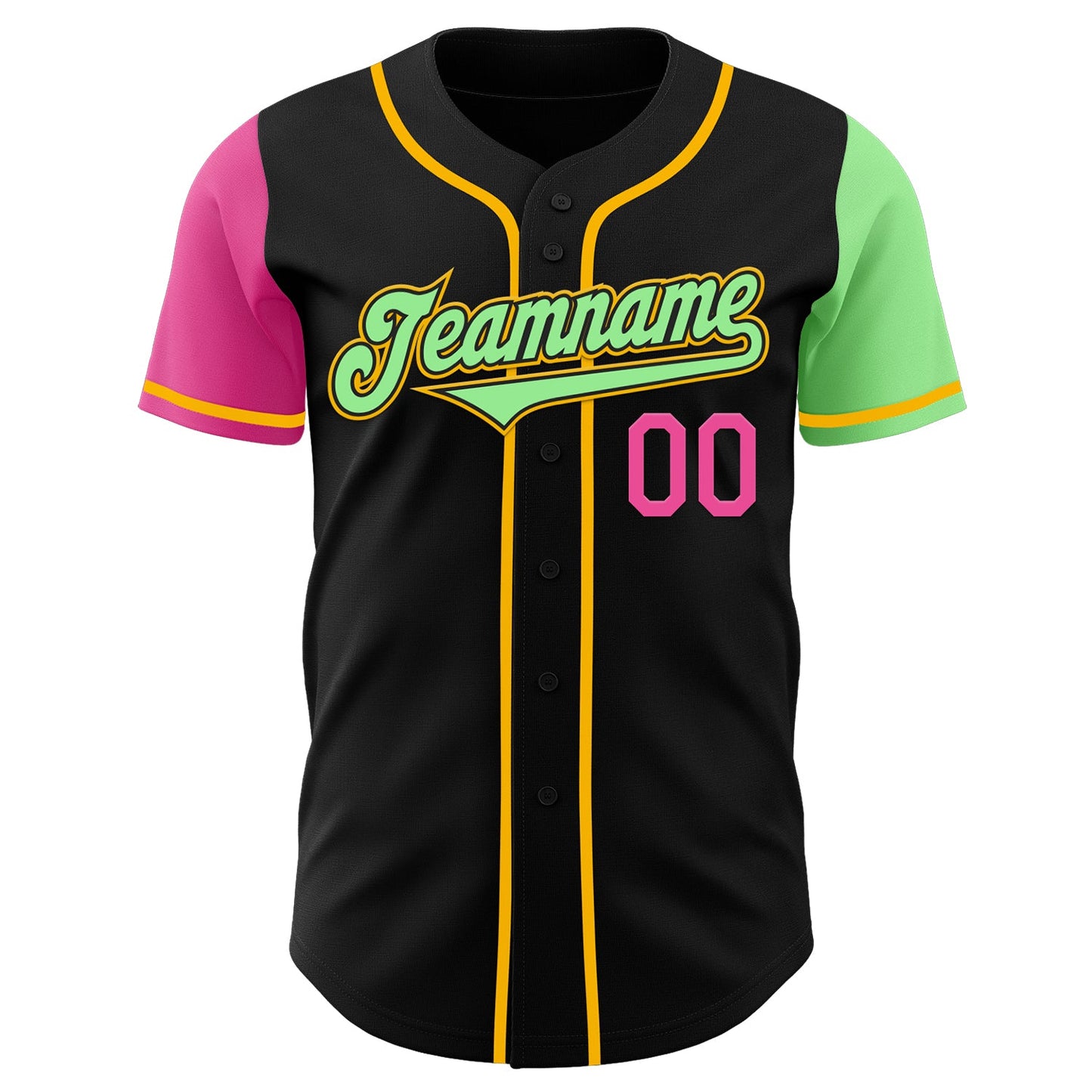 Custom Black Pink Pea Green-Gold Authentic Two Tone Baseball Jersey - Sky-Custom