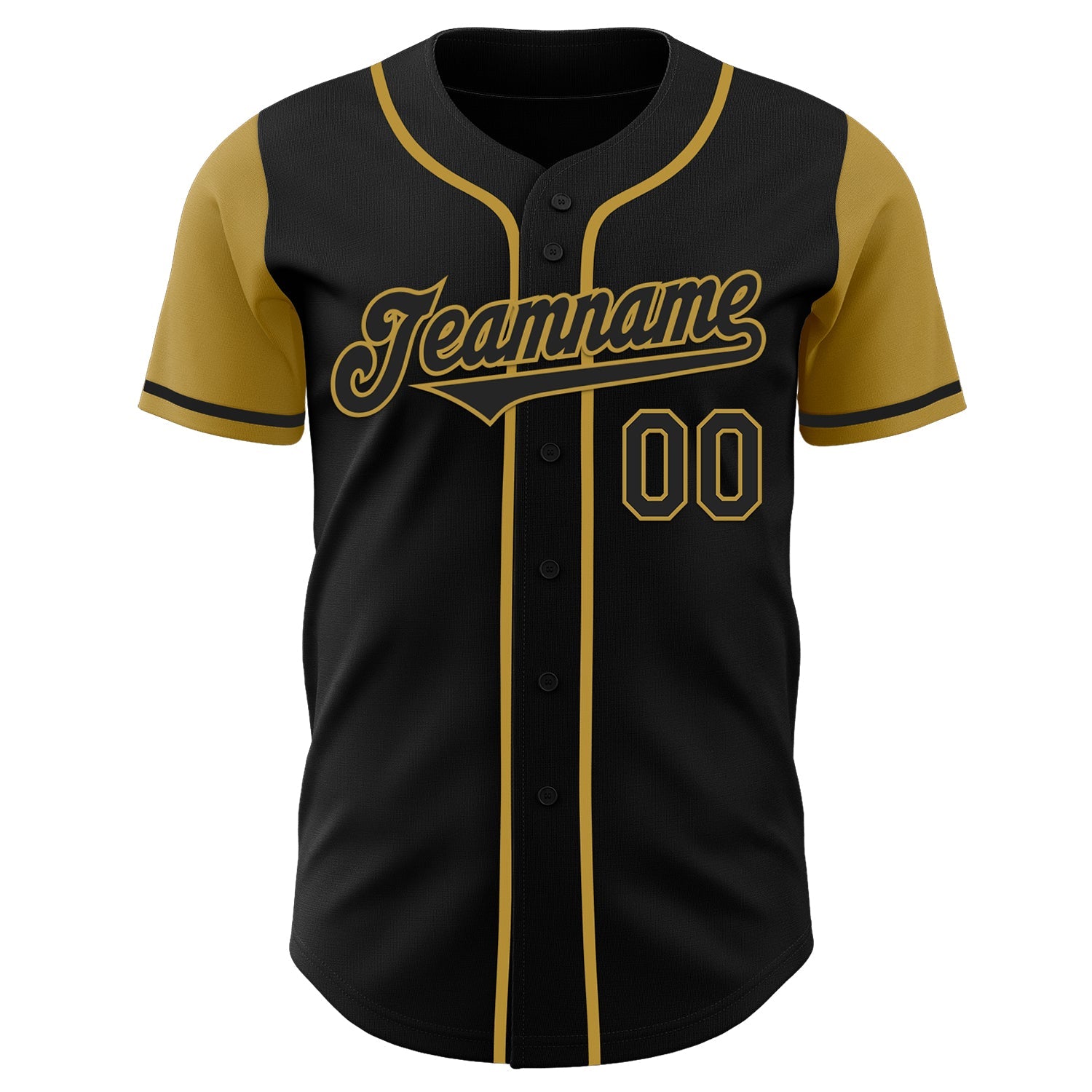 Custom Black Old Gold Authentic Two Tone Baseball Jersey - Sky-Custom