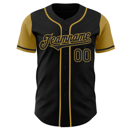 Custom Black Old Gold Authentic Two Tone Baseball Jersey - Sky-Custom