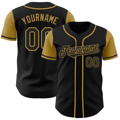 Custom Black Old Gold Authentic Two Tone Baseball Jersey - Sky-Custom