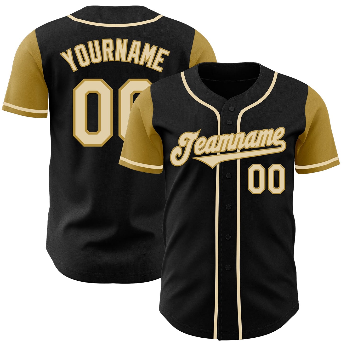Custom Black Cream-Old Gold Authentic Two Tone Baseball Jersey - Sky-Custom