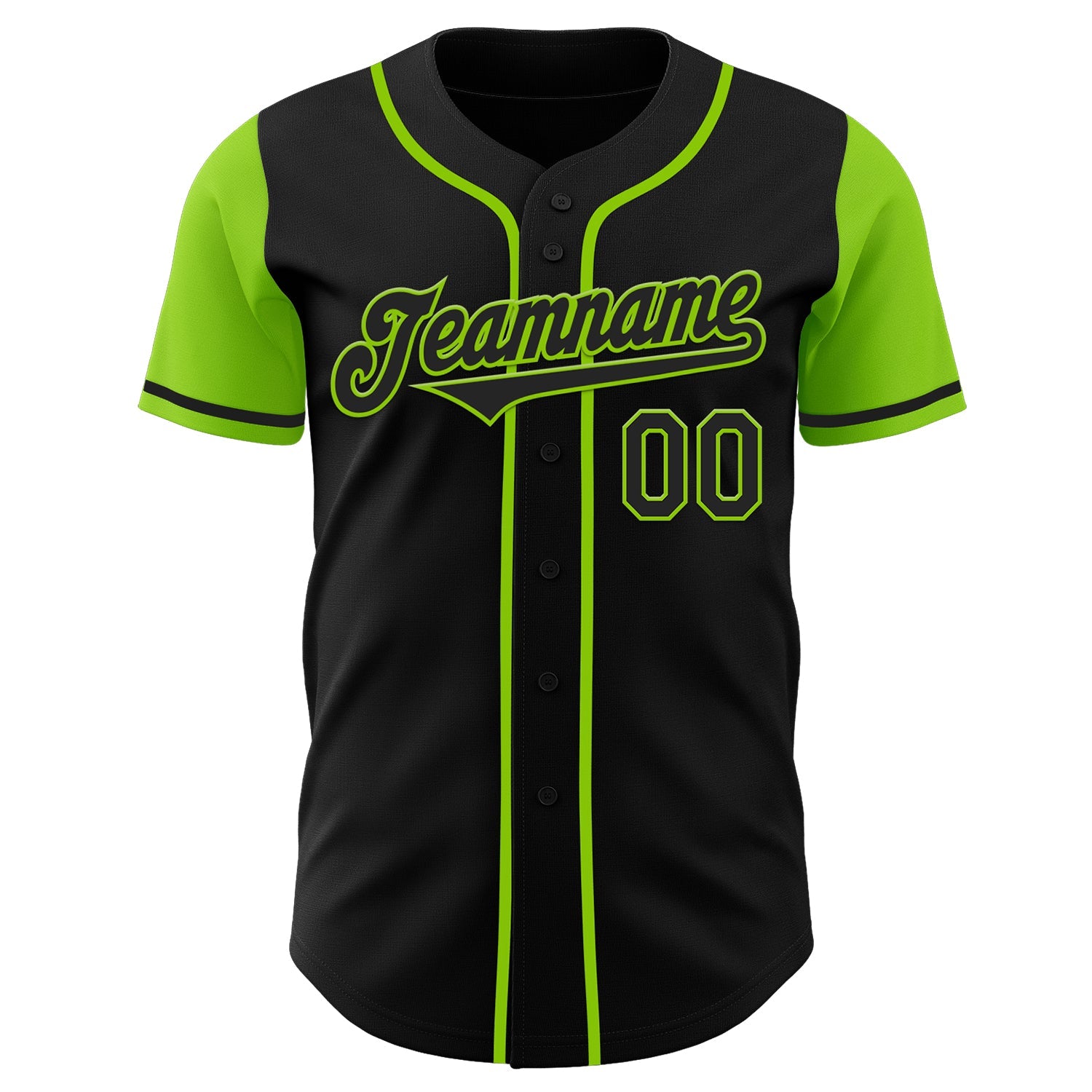 Custom Black Neon Green Authentic Two Tone Baseball Jersey - Sky-Custom