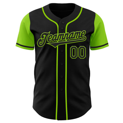 Custom Black Neon Green Authentic Two Tone Baseball Jersey - Sky-Custom