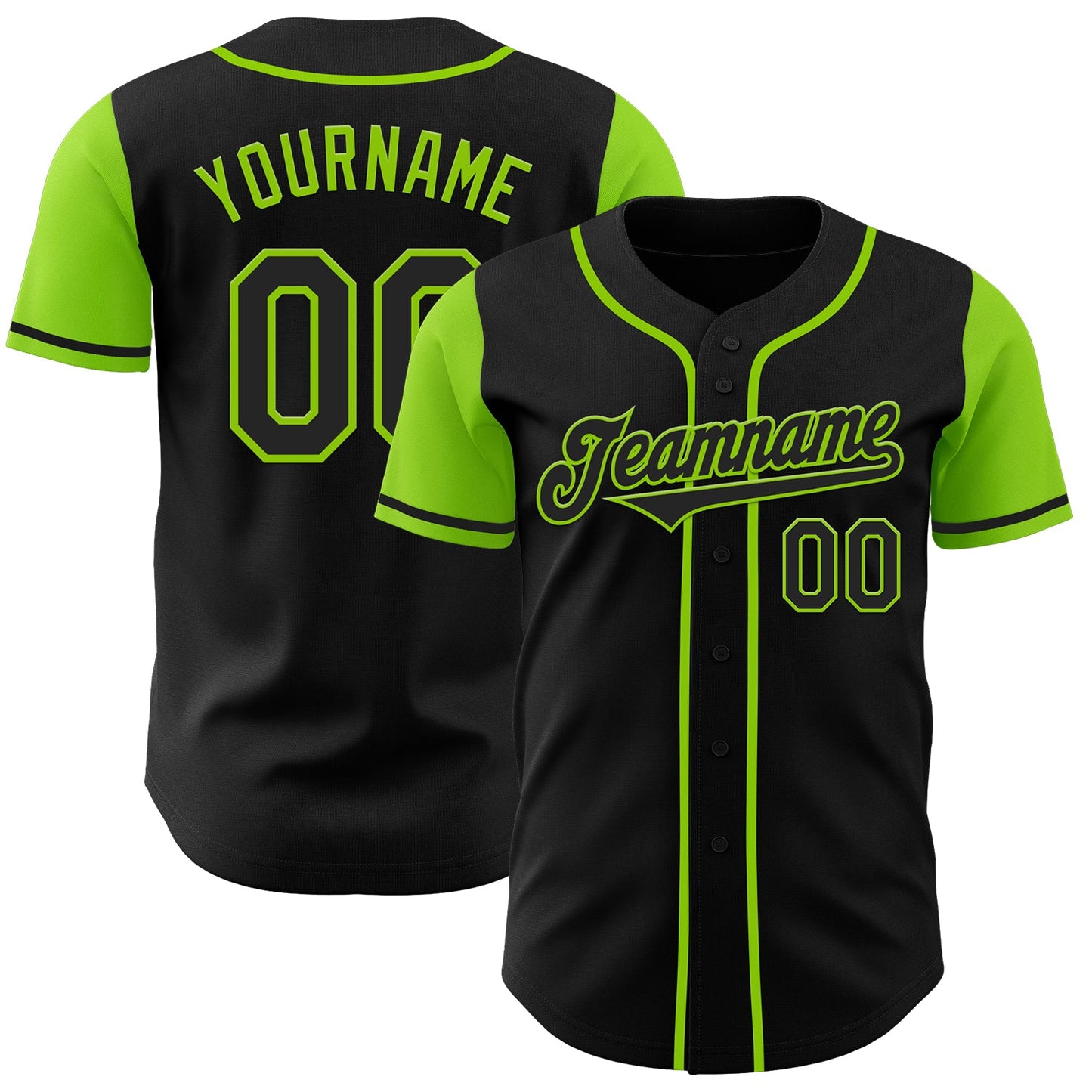 Custom Black Neon Green Authentic Two Tone Baseball Jersey - Sky-Custom