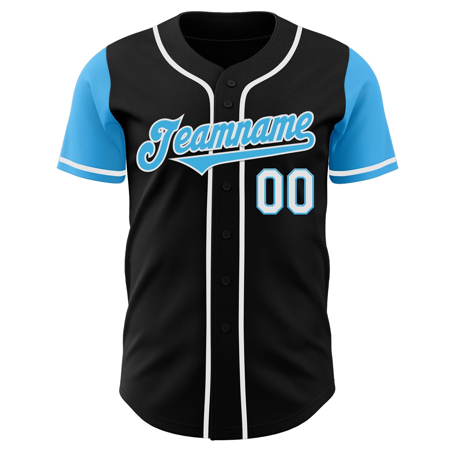 Custom Black Sky Blue-White Authentic Two Tone Baseball Jersey - Sky-Custom