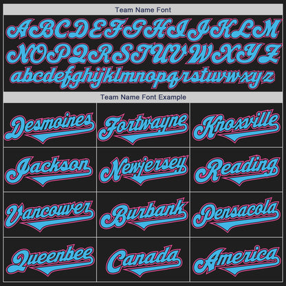 Custom Black Sky Blue-Pink Authentic Two Tone Baseball Jersey - Sky-Custom