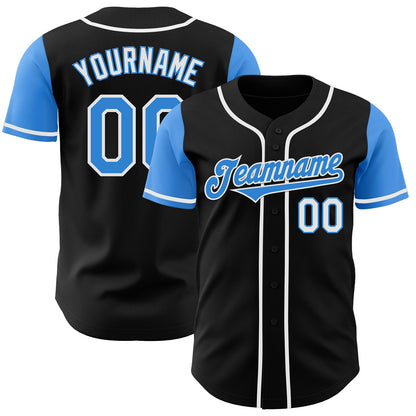 Custom Black Electric Blue-White Authentic Two Tone Baseball Jersey - Sky-Custom