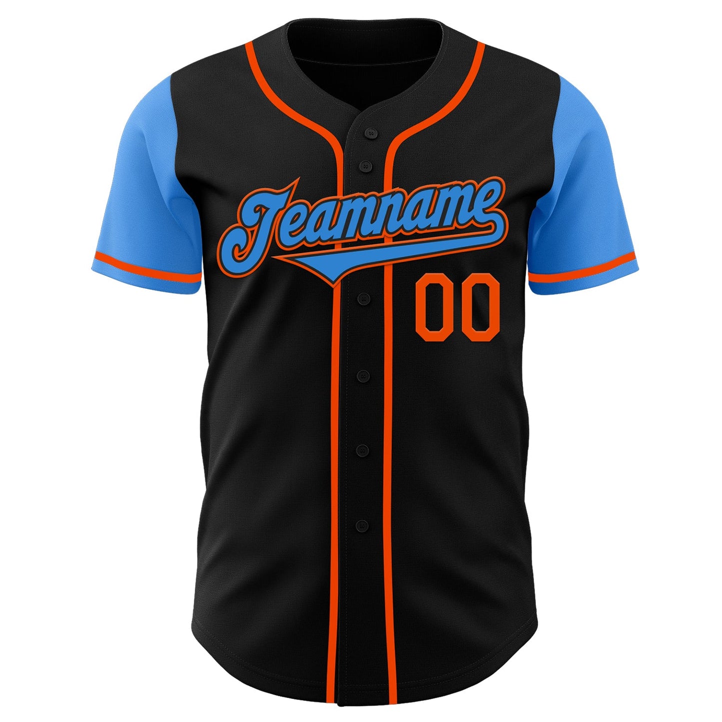 Custom Black Electric Blue-Orange Authentic Two Tone Baseball Jersey - Sky-Custom