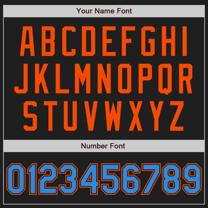 Custom Black Electric Blue-Orange Authentic Two Tone Baseball Jersey - Sky-Custom