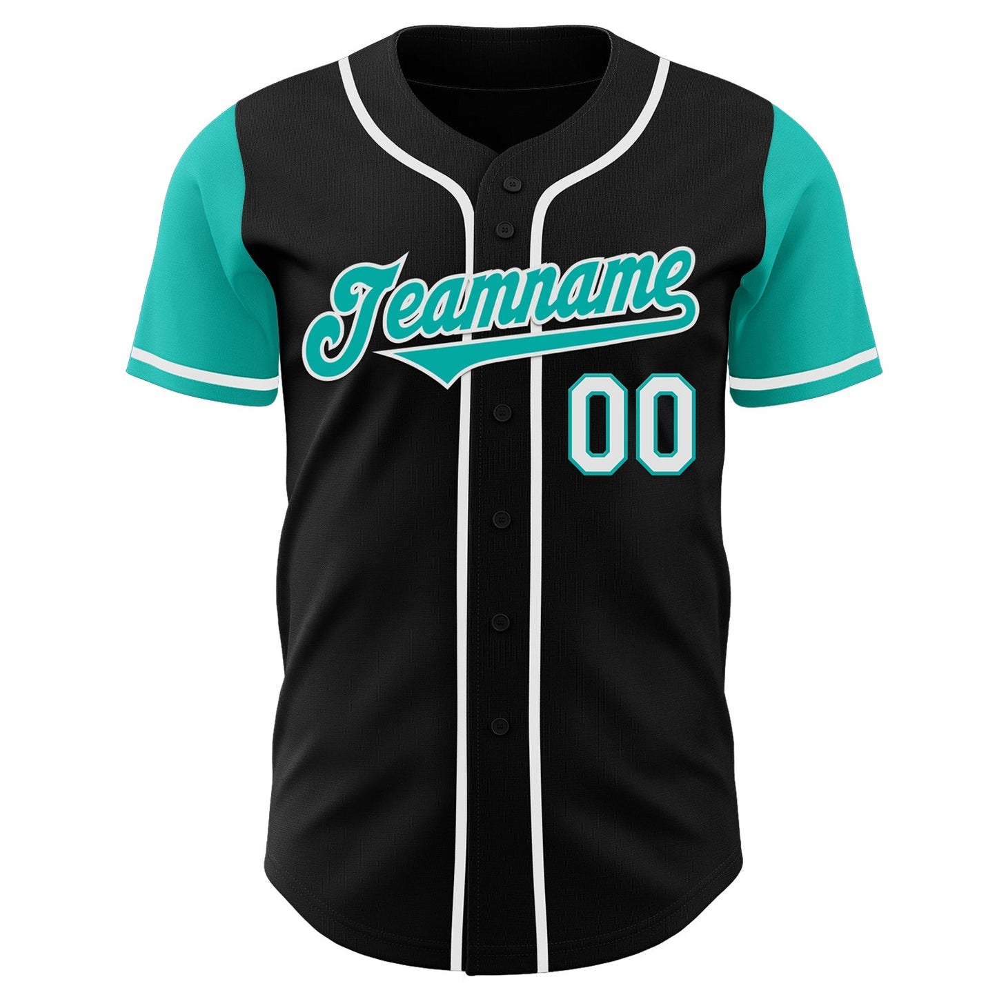 Custom Black Aqua-White Authentic Two Tone Baseball Jersey - Sky-Custom