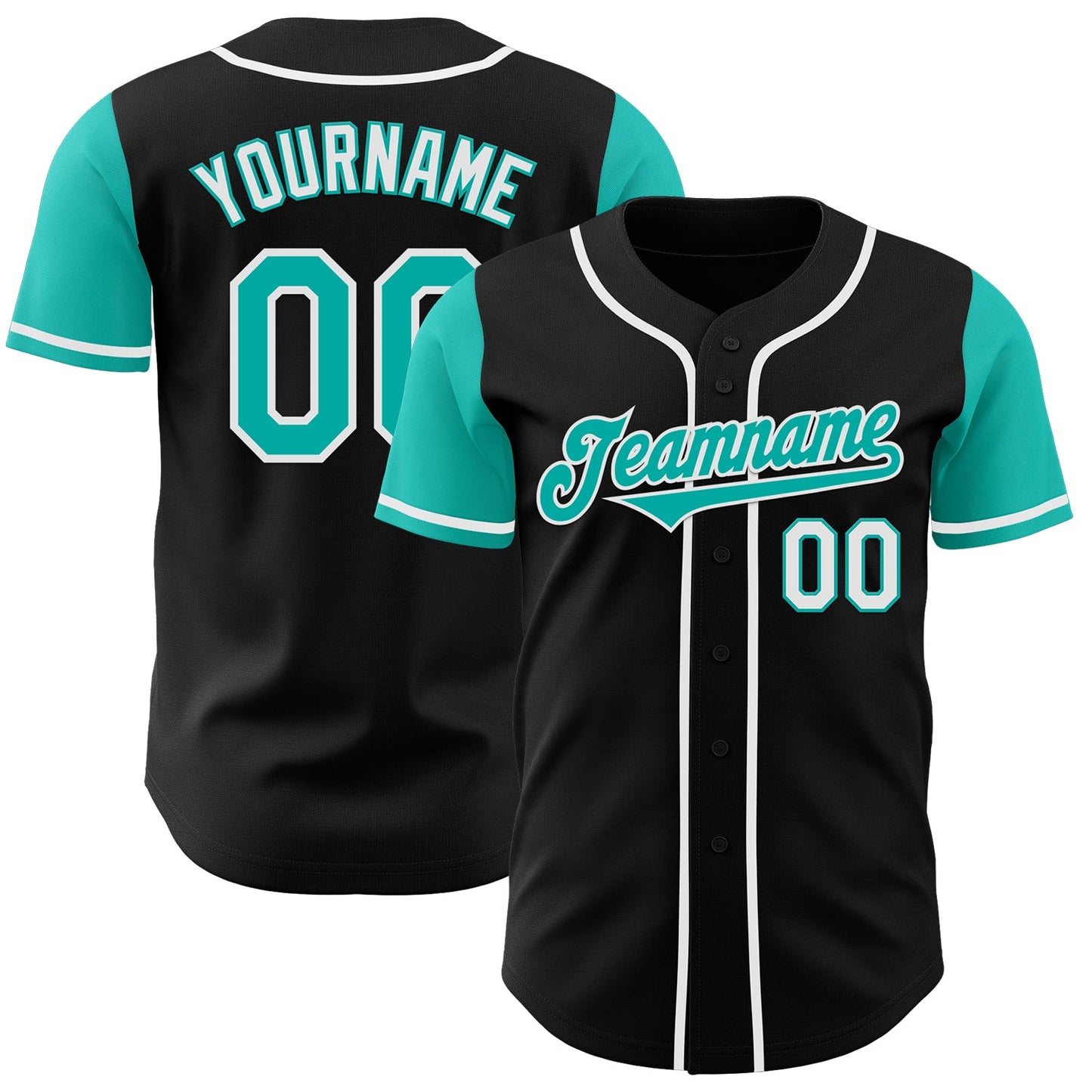 Custom Black Aqua-White Authentic Two Tone Baseball Jersey - Sky-Custom