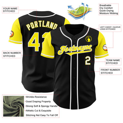 Custom Black Light Yellow-White Authentic Two Tone Baseball Jersey - Sky-Custom