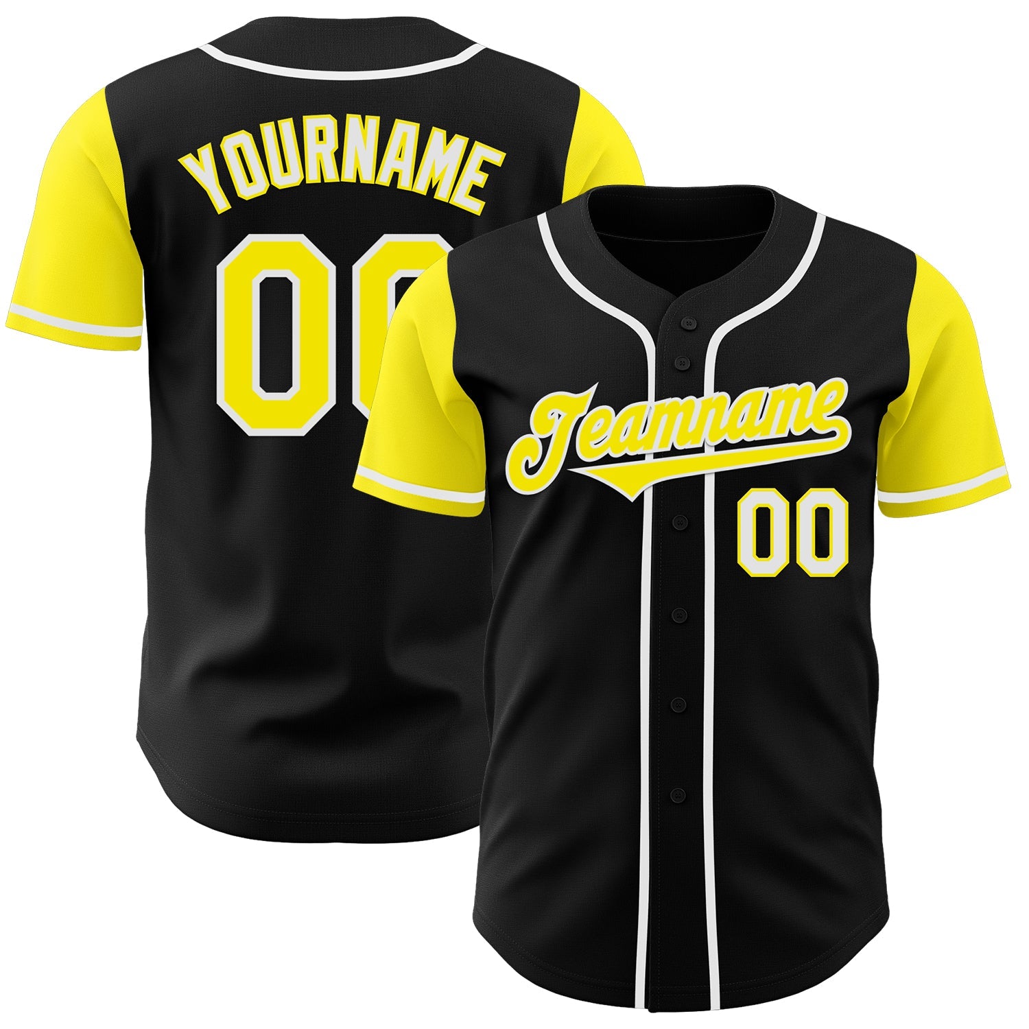 Custom Black Light Yellow-White Authentic Two Tone Baseball Jersey - Sky-Custom
