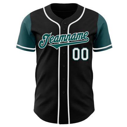 Custom Black Midnight Green-White Authentic Two Tone Baseball Jersey - Sky-Custom