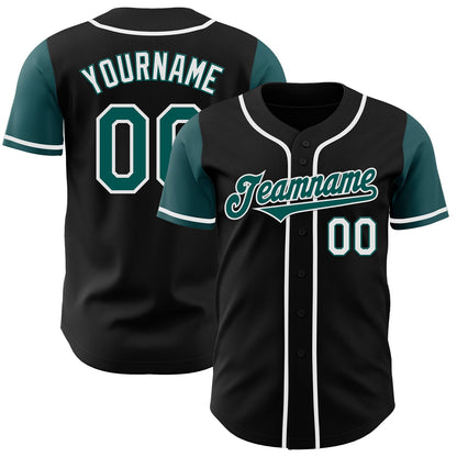 Custom Black Midnight Green-White Authentic Two Tone Baseball Jersey - Sky-Custom