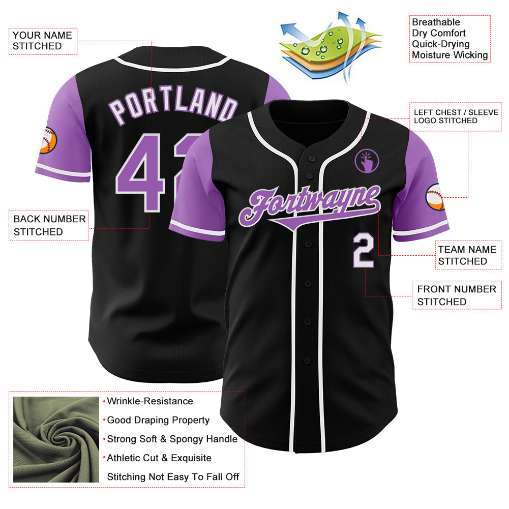 Custom Black Medium Purple-White Authentic Two Tone Baseball Jersey - Sky-Custom