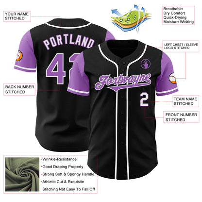 Custom Black Medium Purple-White Authentic Two Tone Baseball Jersey - Sky-Custom