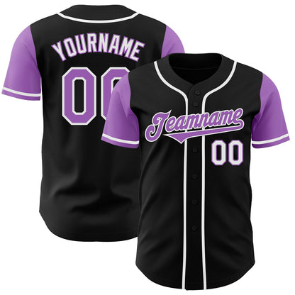 Custom Black Medium Purple-White Authentic Two Tone Baseball Jersey - Sky-Custom