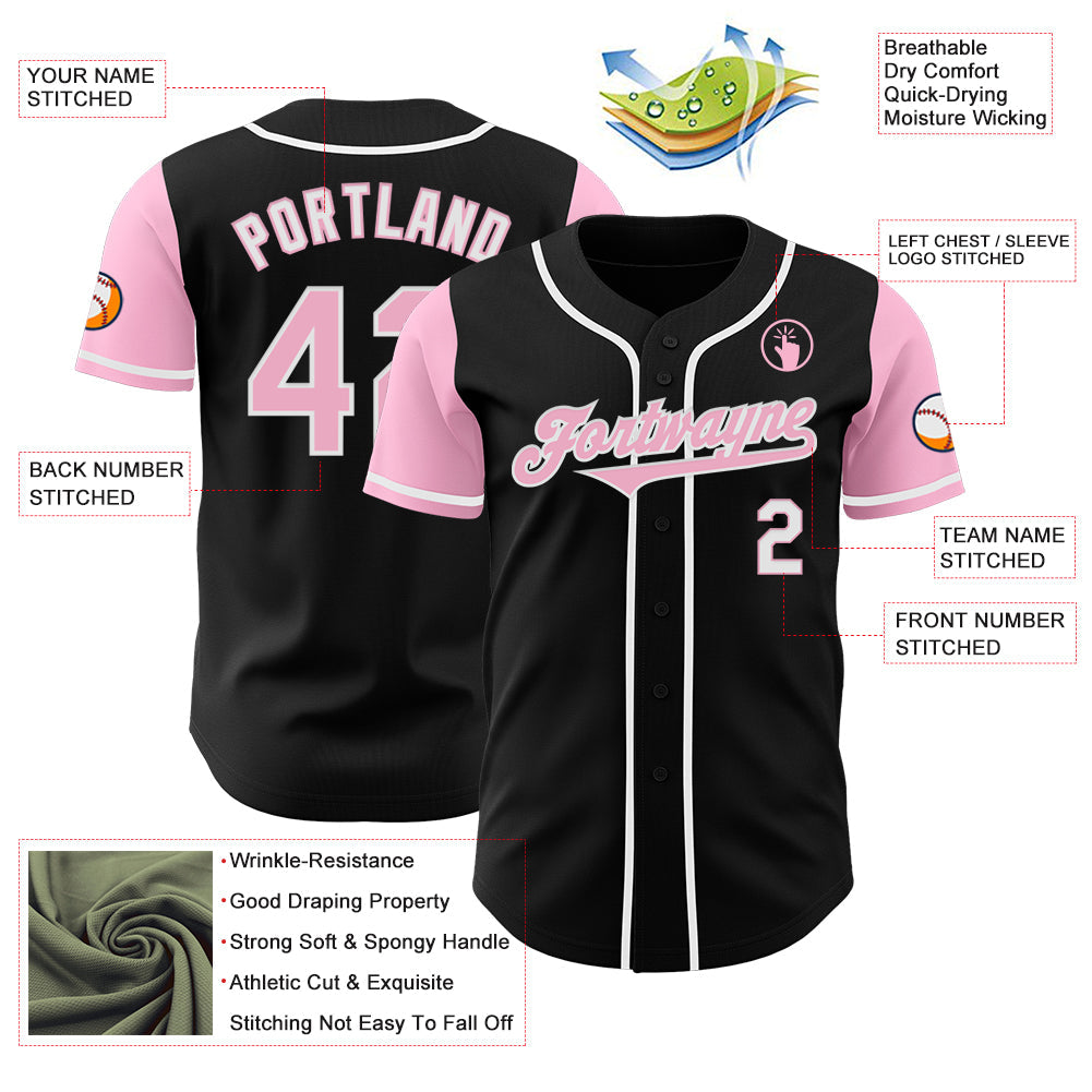 Custom Black Light Pink-White Authentic Two Tone Baseball Jersey - Sky-Custom