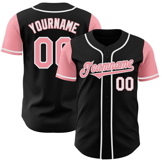 Custom Black Medium Pink-White Authentic Two Tone Baseball Jersey - Sky-Custom