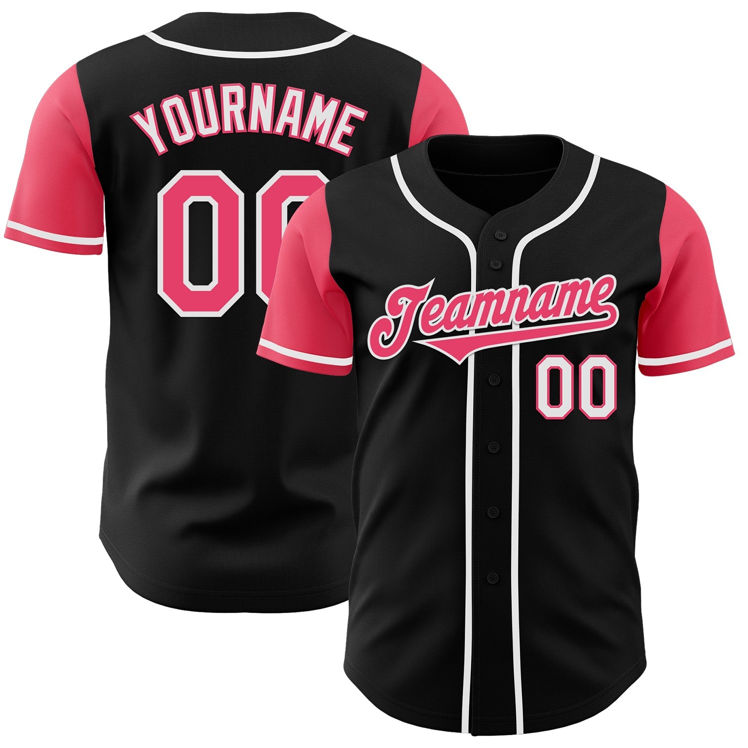 Custom Black Neon Pink-White Authentic Two Tone Baseball Jersey - Sky-Custom