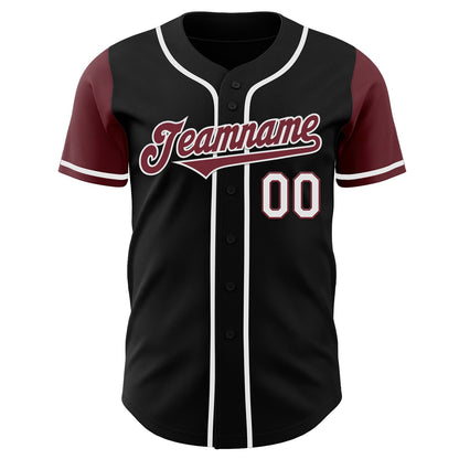 Custom Black Burgundy-White Authentic Two Tone Baseball Jersey - Sky-Custom