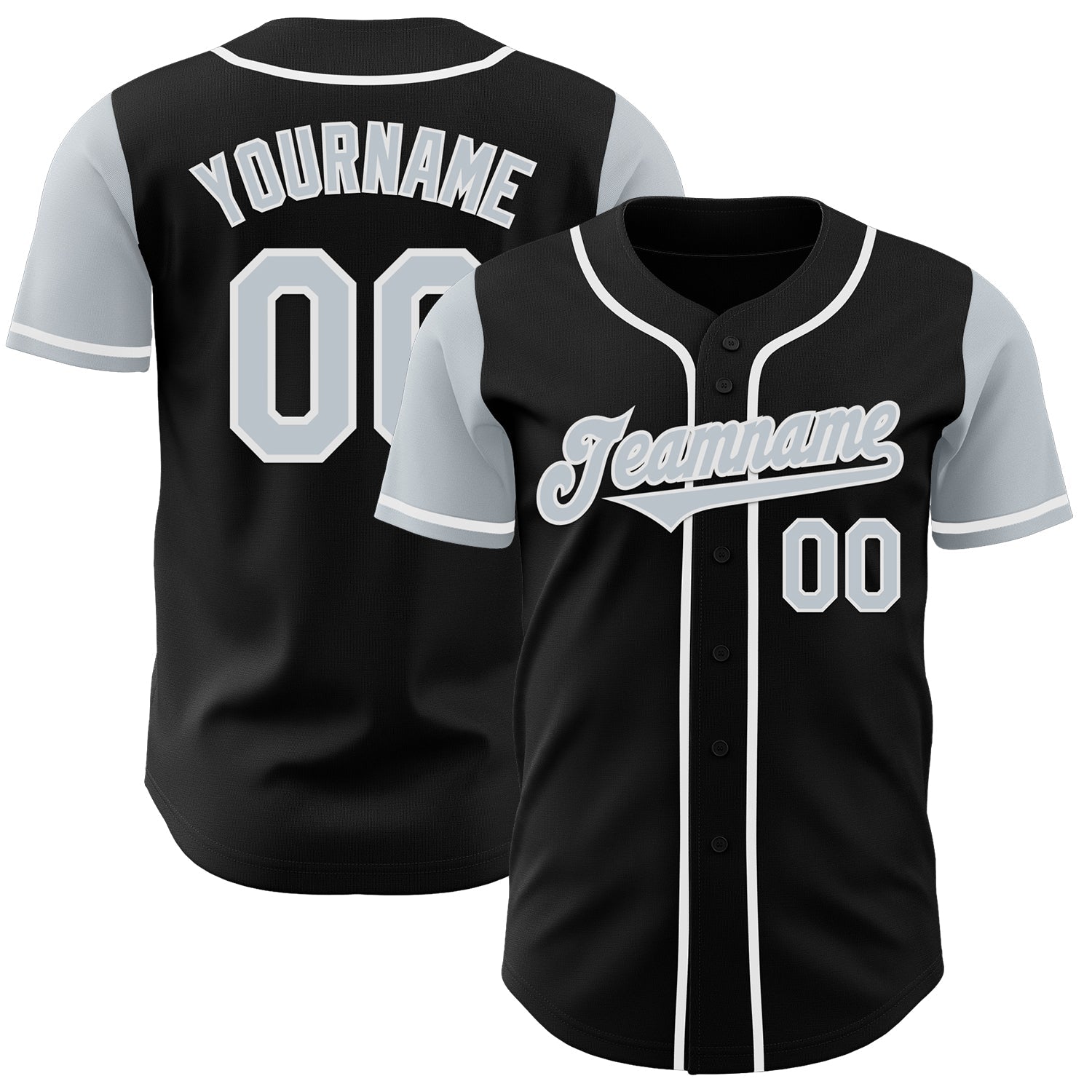 Custom Black Silver-White Authentic Two Tone Baseball Jersey - Sky-Custom