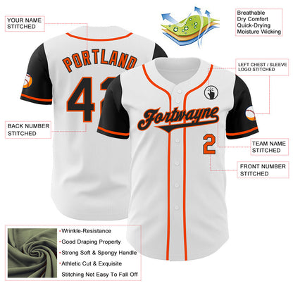 Custom White Black-Orange Authentic Two Tone Baseball Jersey - Sky-Custom