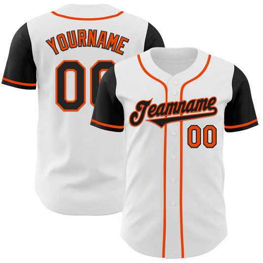 Custom White Black-Orange Authentic Two Tone Baseball Jersey - Sky-Custom