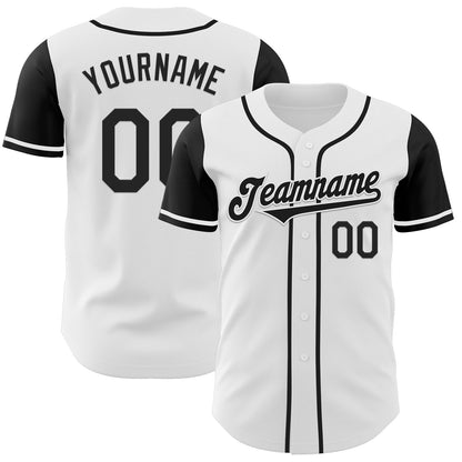 Custom White Black Authentic Two Tone Baseball Jersey - Sky-Custom
