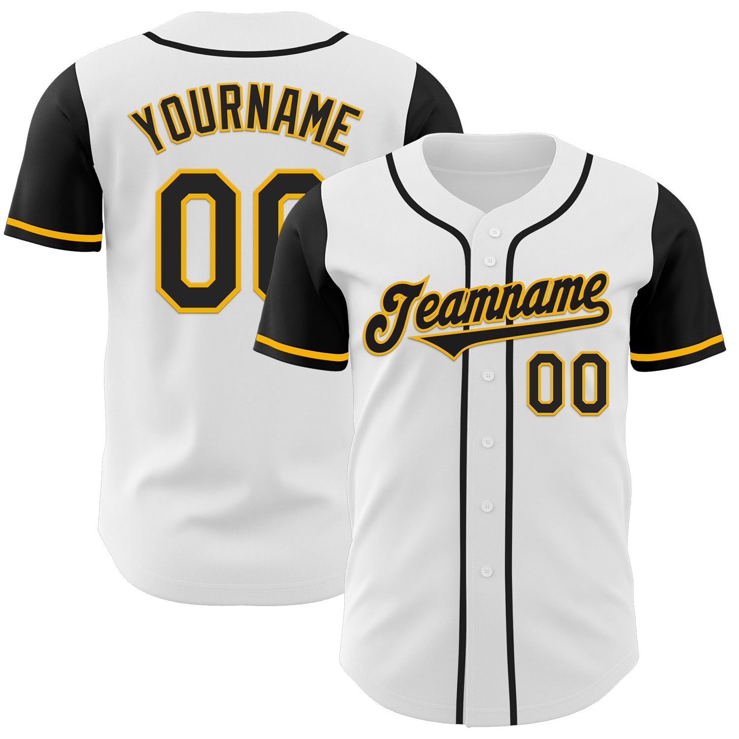 Custom White Black-Gold Authentic Two Tone Baseball Jersey - Sky-Custom