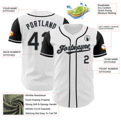 Custom White Black-Gray Authentic Two Tone Baseball Jersey - Sky-Custom