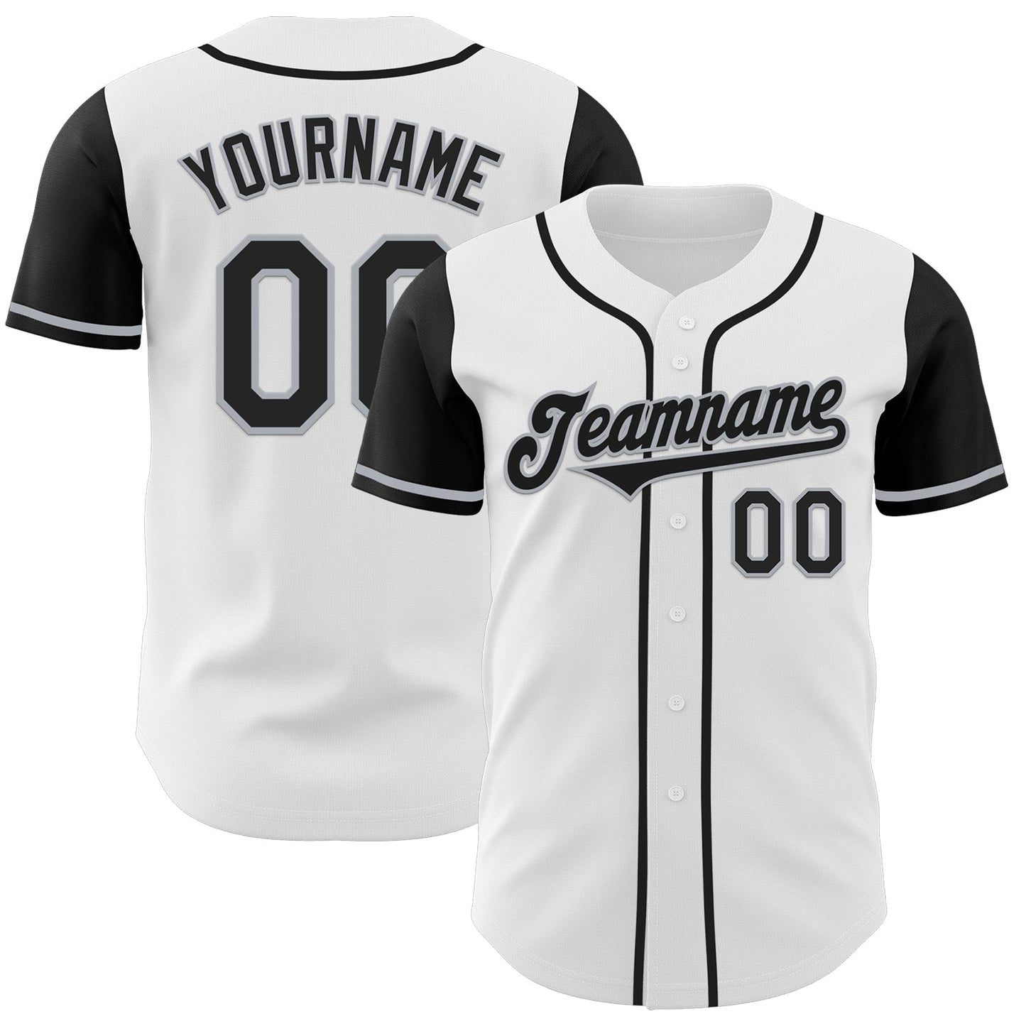 Custom White Black-Gray Authentic Two Tone Baseball Jersey - Sky-Custom