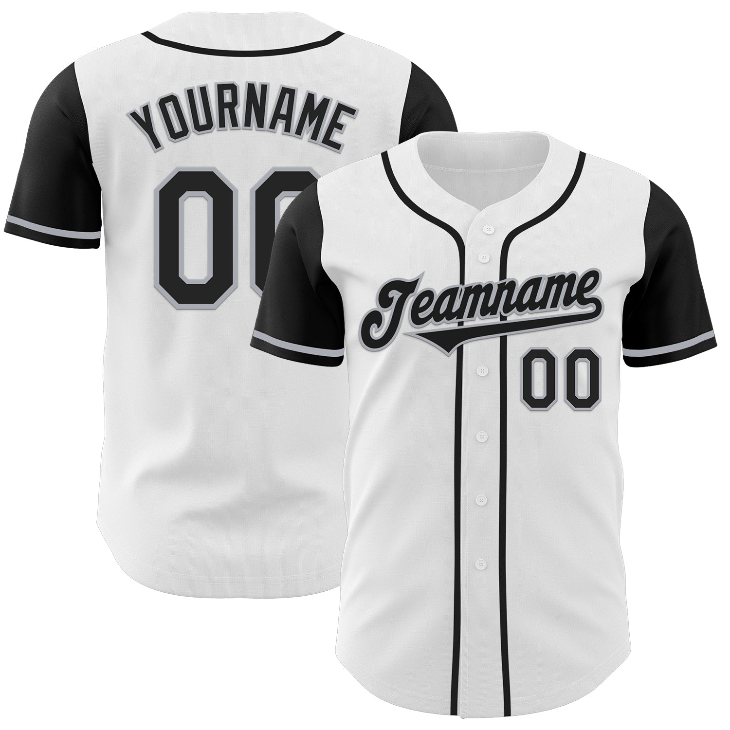 Custom White Black-Gray Authentic Two Tone Baseball Jersey - Sky-Custom