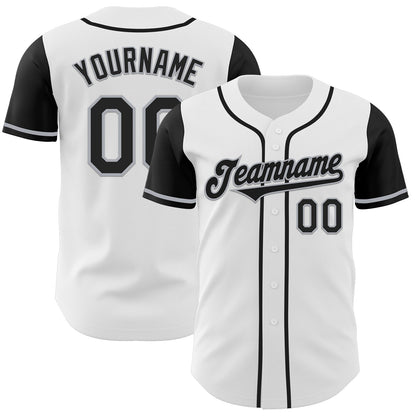 Custom White Black-Gray Authentic Two Tone Baseball Jersey - Sky-Custom