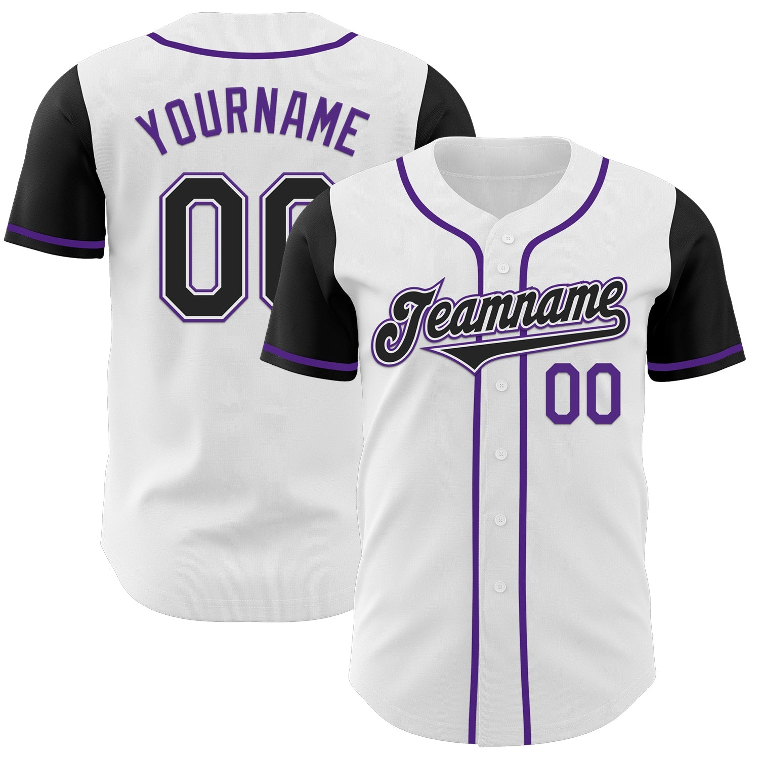 Custom White Black-Purple Authentic Two Tone Baseball Jersey - Sky-Custom