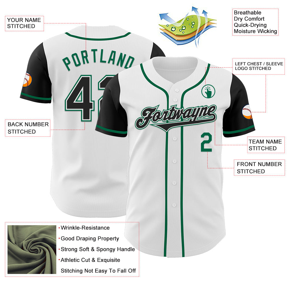 Custom White Black-Kelly Green Authentic Two Tone Baseball Jersey - Sky-Custom