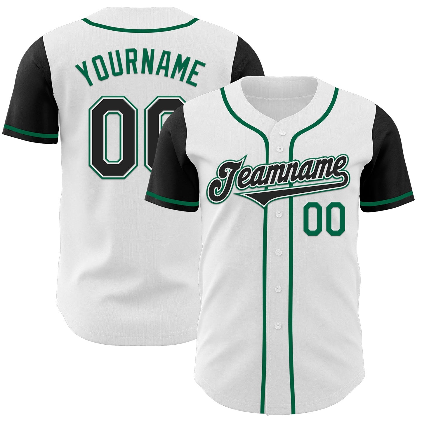 Custom White Black-Kelly Green Authentic Two Tone Baseball Jersey - Sky-Custom