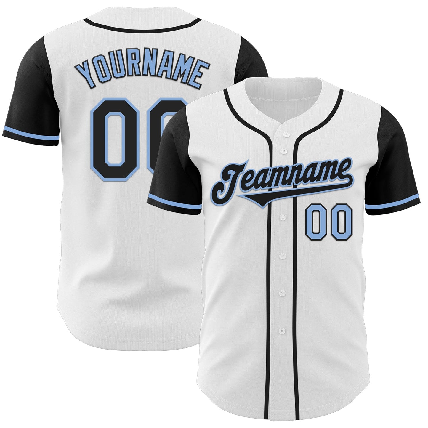 Custom White Black-Light Blue Authentic Two Tone Baseball Jersey - Sky-Custom