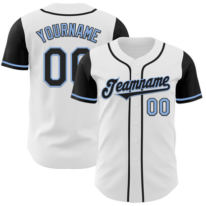 Custom White Black-Light Blue Authentic Two Tone Baseball Jersey - Sky-Custom