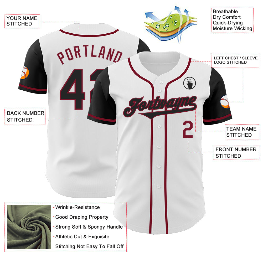Custom White Black-Crimson Authentic Two Tone Baseball Jersey - Sky-Custom