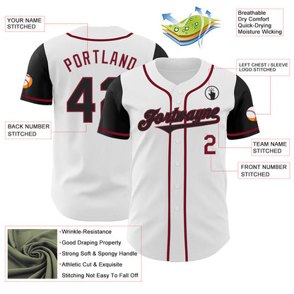 Custom White Black-Crimson Authentic Two Tone Baseball Jersey - Sky-Custom
