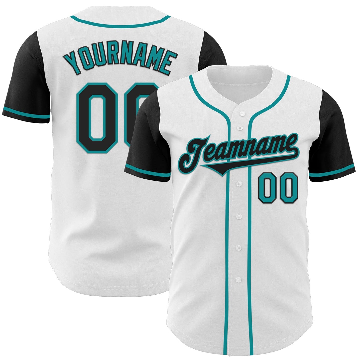 Custom White Black-Teal Authentic Two Tone Baseball Jersey - Sky-Custom