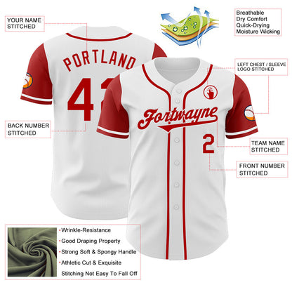 Custom White Red Authentic Two Tone Baseball Jersey - Sky-Custom