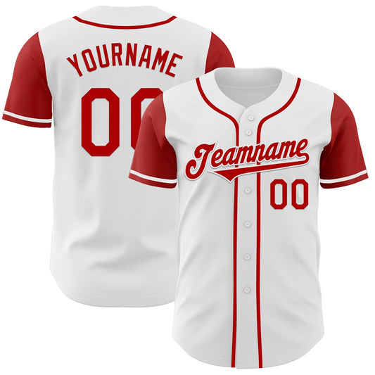 Custom White Red Authentic Two Tone Baseball Jersey - Sky-Custom